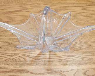 Art Vannes France Crystal Art Glass Bowl with Handle