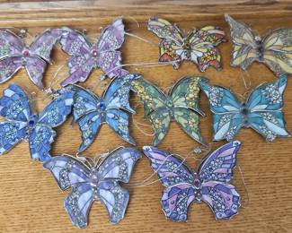 Set of 9 Bradford Editions "Silken Wings" Porcelain Butterfly Ornaments