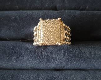 Sterling Silver Pave Set Diamond Ring