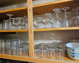 Assorted Glassware Set with Grapevine Pattern Bowls