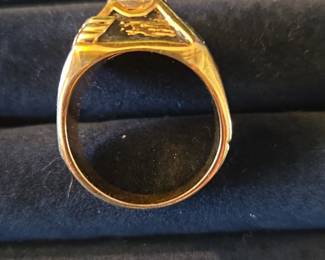 Vintage Mens Sculpted Ring with Clear Stone fourth image