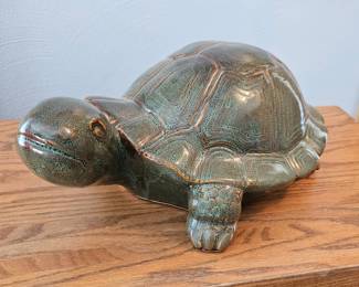 Mid Century Glazed Terracotta Turtle Shaped Bank - Japan