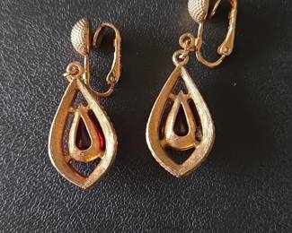 Vintage Teardrop Red Stone Dangle Earrings second image