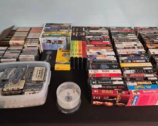 Assorted VHS Tapes and Cassette Tapes