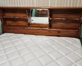 Waterbed Headboard with Shelving and Mirror