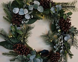 Prelit Pine Eucalyptus Wreath