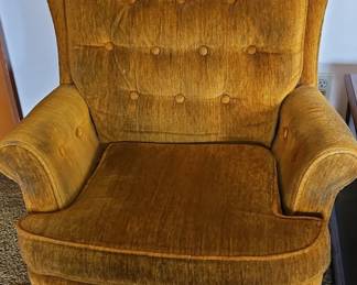 Mustard Yellow Velvet Wingback Armchair