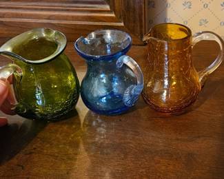 Colored Crackle Mini Glass Pitchers Set second image