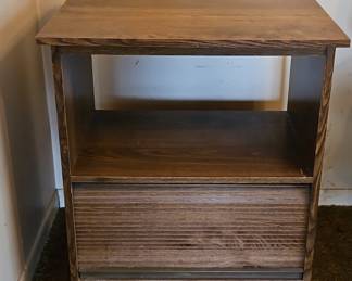 Rolling Wood Side Table with Drawer