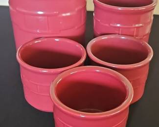 Set of Longaberger Pottery Canisters