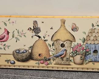 Decorative Bird and Garden Scene Panel