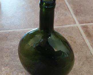 Green Glass Bottle with Dancer Decal second image