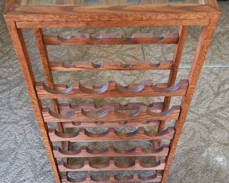 Oak Wine Rack with Glass Top