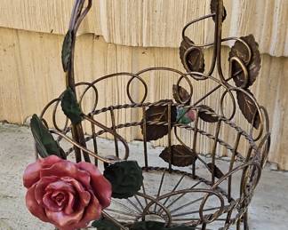 Wrought Iron Rose Basket
