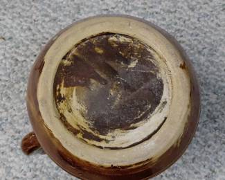 Brown Earthenware Pitcher with Fern Motif fifth image