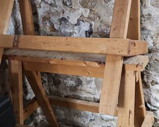 Wooden Sawhorses Pair