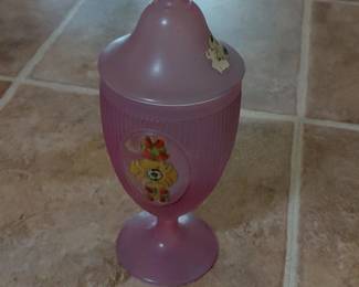 Pink Frosted Glass Candy Dish