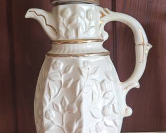 Creamware Floral Pitcher with Gold Trim