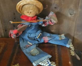 Country Scarecrow Doll Playing Fiddle