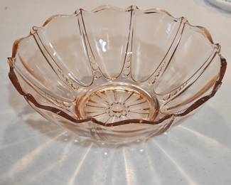 Pink Depression Glass Fan Bowl