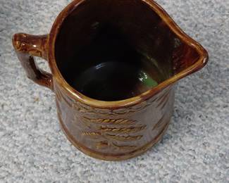 Brown Earthenware Pitcher with Fern Motif second image