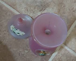 Pink Frosted Glass Candy Dish fourth image