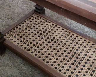 Vintage Oak and Cane TwoTier Side Table third image