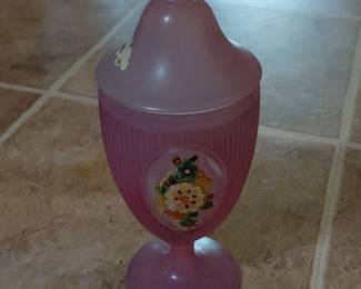 Pink Frosted Glass Candy Dish second image