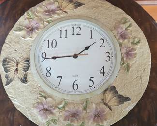 Butterfly and floral wall clock