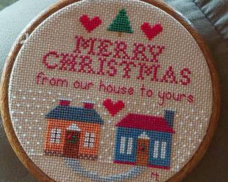 Merry Christmas from Our House to Yours CrossStitch Hoop Art