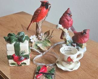 Cardinal Figurines  Holiday Decor Set