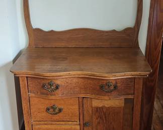 Oak Washstand with Towel Bar