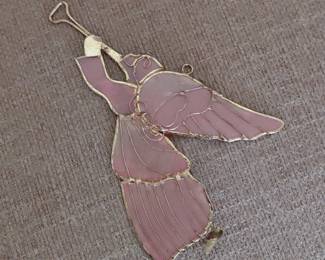 Stained Glass Angel Ornament with Trumpet