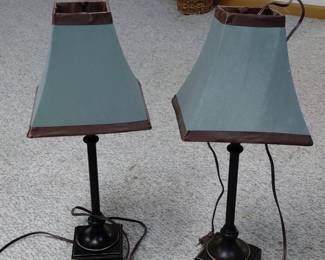 Pair of Teal Table Lamps second image