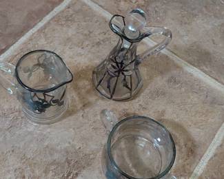 Glass creamer, sugar, and decanter set second image