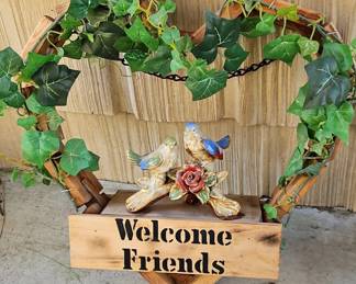 Welcome Friends Bird Wreath