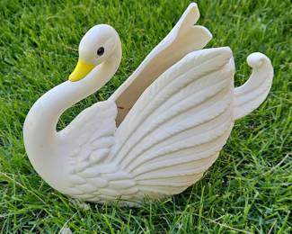 White Ceramic Swan Planter