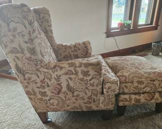 Floral Wingback Chair and Ottoman third image