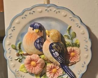 Ceramic Wall Plate with Bluebirds
