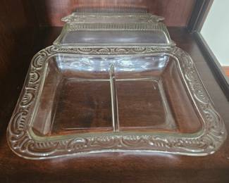 Glass Divided Relish Tray with Lid second image