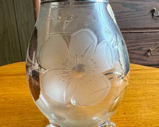 Etched Glass Vase  Cherry Blossom Design