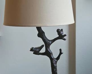 Bronze Tree and Bird Table Lamp