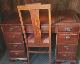 Mahogany Writing Desk and Chair Set