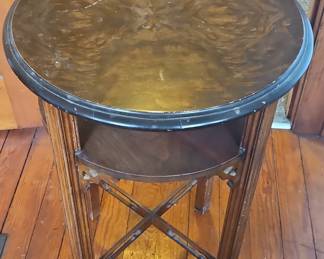 Burl Wood Pedestal Side Table