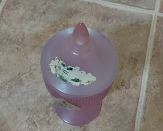 Pink Frosted Glass Candy Dish third image