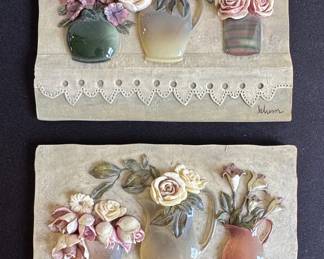 Klum Floral Relief Plaques Set of 