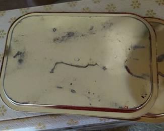 Set of Vintage Metal Serving Trays with Children in a Kitchen Scene fifth image