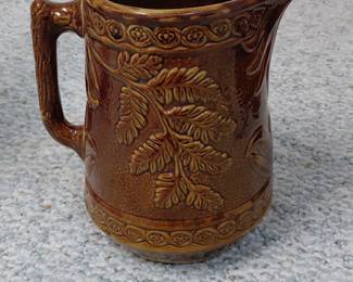 Brown Earthenware Pitcher with Fern Motif