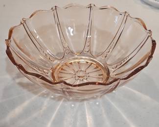 Pink Depression Glass Fan Bowl