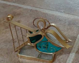 Stained Glass Angel Harp Figurine second image